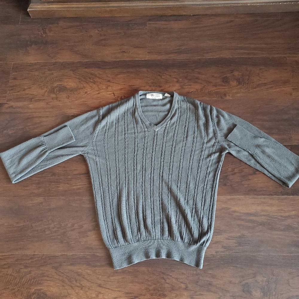 Vintage Pebble Beach Cable Knit V Neck Super Soft Sweater